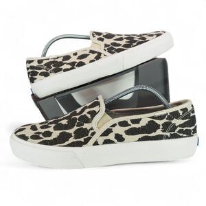 Keds Double Decker‎ Softerra Leopard Slip-on Shoes Women's 9 Tan Black WF62216